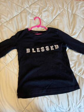 Cherokee Black Long-Sleeve Shirt with Silver 'BLESSED' Graphic